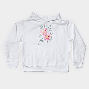 Spring Watercolor Peonies Kids Hoodie